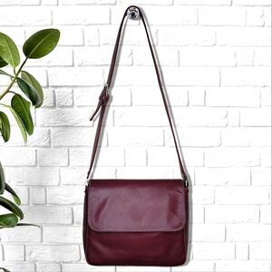 Charter Club Red Vegan Leather Crossbody Satchel